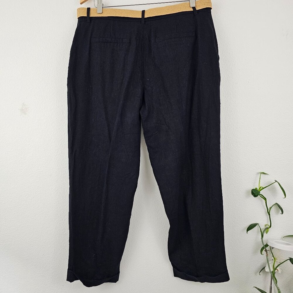 ZARA Womens Sz 10 Linen Blend Straight Leg Pants Office Siren Casual Work NWT - Picture 6 of 11